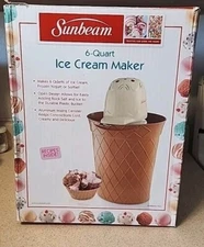 Rare Vintage Sunbeam 6 quart ice cream maker Model FRSBBK06 -VAN