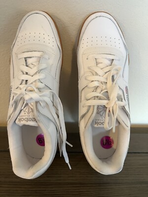 NWOB Sz8.5Reebok Workout  White,Carbon Leather Mens Running Trainers ShoesCN2126