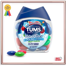 Tums Chewy Bites Ultra Strength Heartburn Relief Chews, Fruit Fusion, 28 Count