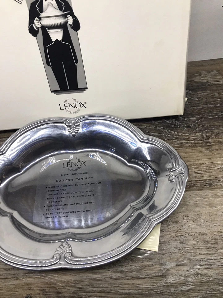 Lenox Butlers Pantry 9 Inch Oval Metal Serveware Small Tray - Image 3 of 4