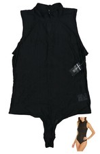 INC International Concepts Shadow Tonal Stripe Thong Bodysuit XL NWT Black