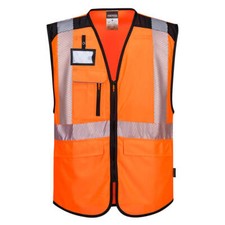 Image of PORTWEST PW3 Hi-Vis Executive Vest Multi-Pocket Safety Waistcoat Reflective Tape