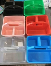 New Set of 6 Plastic Caddies holding Storage Bins class School Supplies