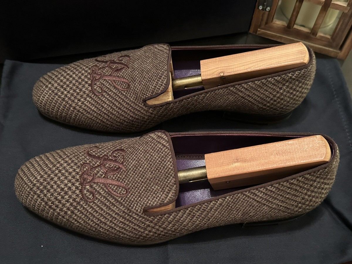 Ralph Lauren Purple Label Size 9.5 Glen Plaid Wool Slippers Shoes Made in Italy s-l1200.jpg main image 2