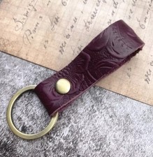 Leather Keyring Luxury Embossed Leather Key Fob 