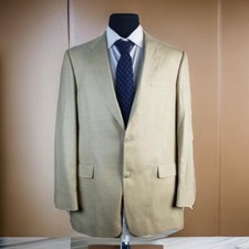 Hart Schaffner Marx Gold Trumpeter Beige Yellow Check 2 Button Blazer Mens 42L