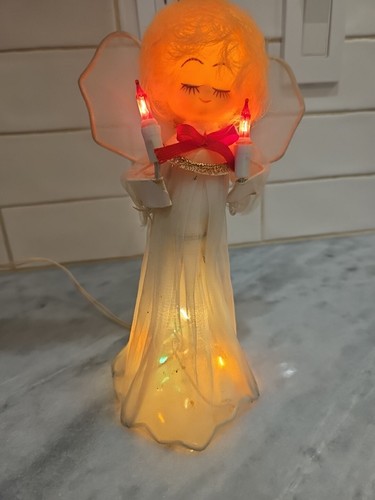 Albero di Natale Vintage Illuminato Angelo Topper 8” Funzionante! Adorabile! - Foto 5 di 14