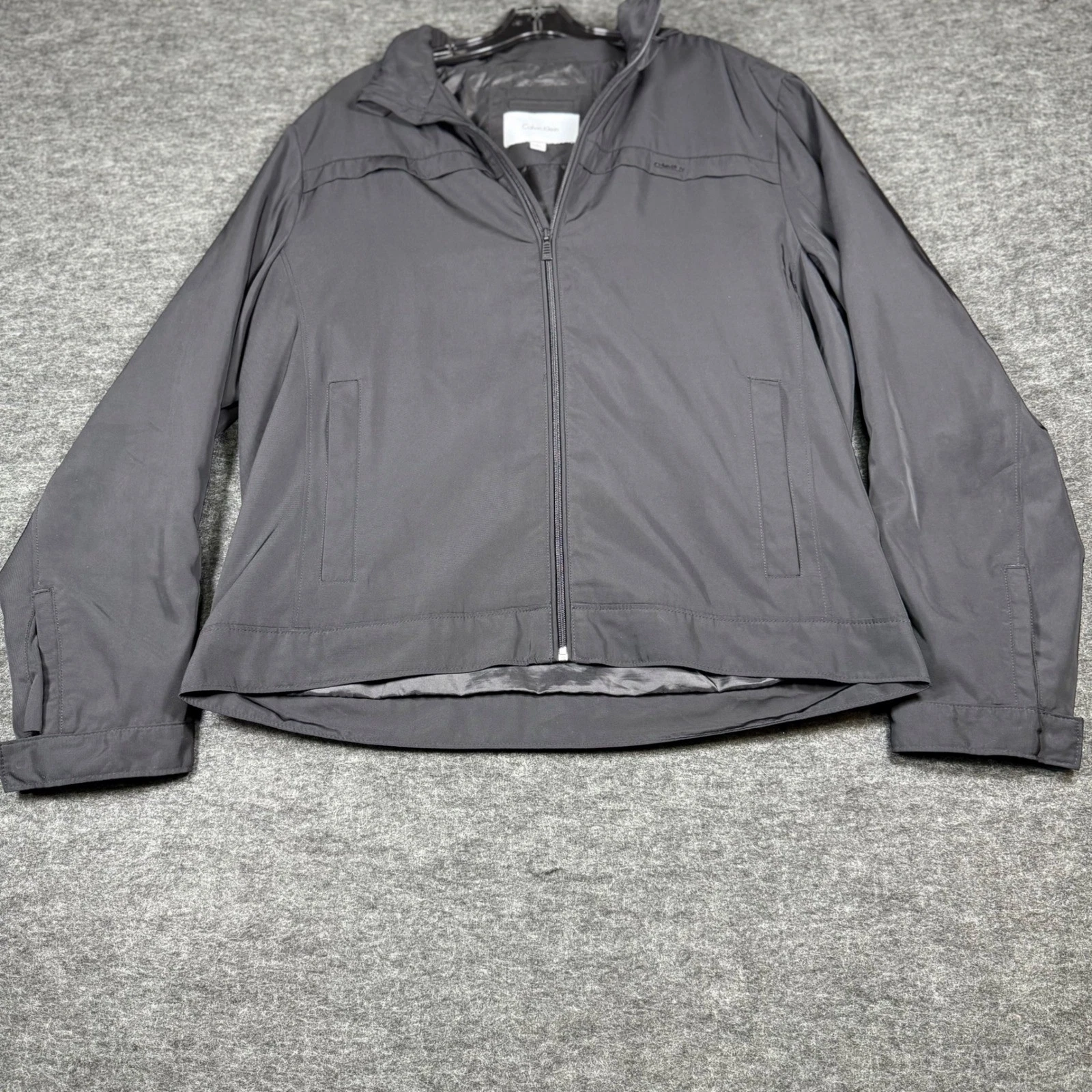 Calvin Klein Unisex Black Full Zip Hooded Jacket Lightweight Size L