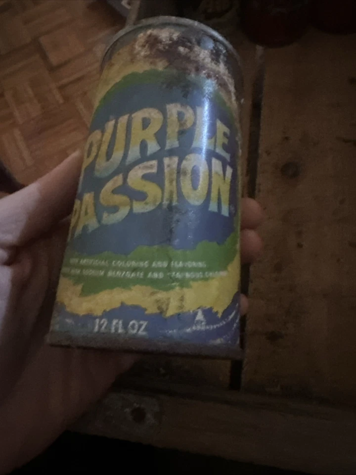 Purple Passion  Flat Top Vintage Can Metal Tin RARE - Image 4 of 4