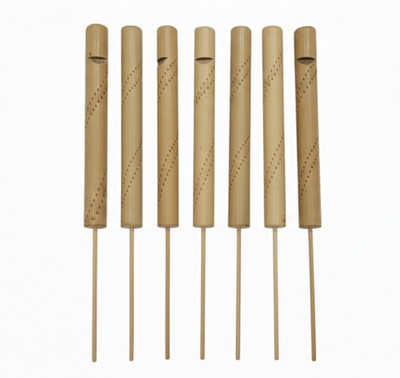 Thai Holz Vogelpfeife Flöte Set (6 oder 12 Stück) | Handarbeit Dia Vogelruf Volk