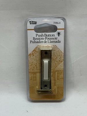 Trine Vintage 1999 Push Button Doorbell Shiny Gold Plastic White Button 715G