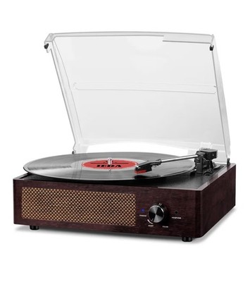 Vinyl Record Player Turntable with Built-in Bluetooth Receiver, 2 Stereo Speaker