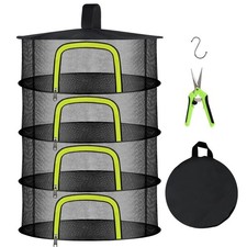 4 Layer Herb Drying Rack, Hanging Mesh Net, Foldable Plant Drying Rack With U...