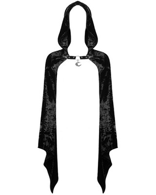 Dark In Love Gothic Hexe Kapuzen Bolero Shrug Top Schwarz Samt Cropped Hoodie