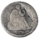 1876 SEATED LIBERTY DIME ABOUT GOOD FREE USA SHIPPING