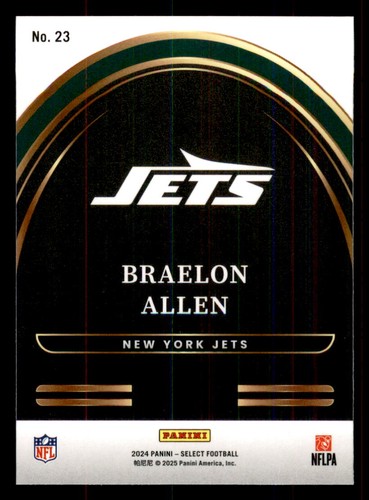2024 Panini Select Future #23 Braelon Allen New York Jets RC - Picture 2 of 2