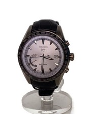 SEIKO Solar Watch Analog Leather SLV BLK 8X22 0AG0 2