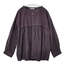 nest Robe 01203-1062 Piece-dyed moleskin linen Blouse shirt purple 5-1126T∞