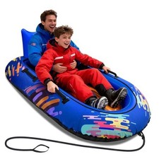 Extra-Wide 2-Person Snow Tube Sled, Heavy-Duty Inflatable Snow Sled with Rip
