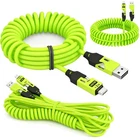 4 in 1 Multi USB Charging Cable Fast Spring Charger Cord For iPhone/Samsung LOT