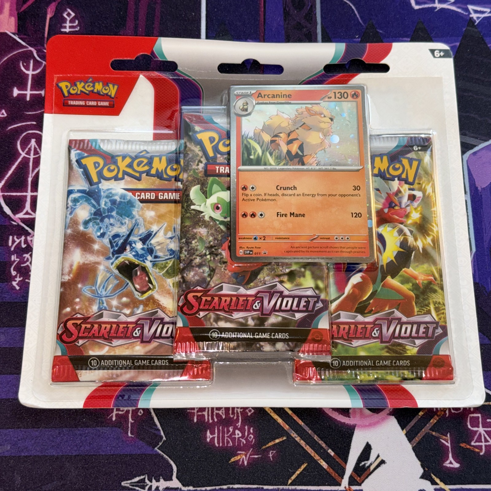 Pokemon - SCARLET & VIOLET 3 Pack Blister [Arcanine] (HD) Booster NEW Sealed