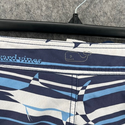 Vineyard Vines Haie Print gestreift blau weiß Bade Boardshorts Herren Größe 38 - Bild 11 von 12