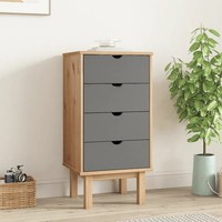 Schubladenschrank Aus Massivholz Otta Braun Grau 45 X 39 X 90 Cm