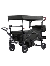 Wagon Stroller for 2 Kids with Canopy, Folding 4-Wheel Tandem Stroller, Black