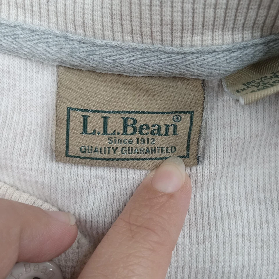Camisa LL Bean Para Hombres XL Alta Beige Henley Manga Larga Tejido Gofre Pullover Algodón Foto 2 de 4