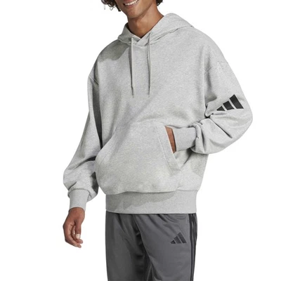 Adidas Sweat à Capuche pour Homme Essentials Loose-Fit 3 Bar Logo Gris - Photo 1/4