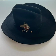 Beaver Brand Cowboy Hat Men 6 3/4 Fur Felt Western Buckle Detail Feather USA