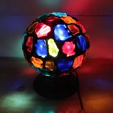 Vintage MCM Lamp Peter Marsh Style Nader Chunk Glass Globe 8" Multi Color Ball