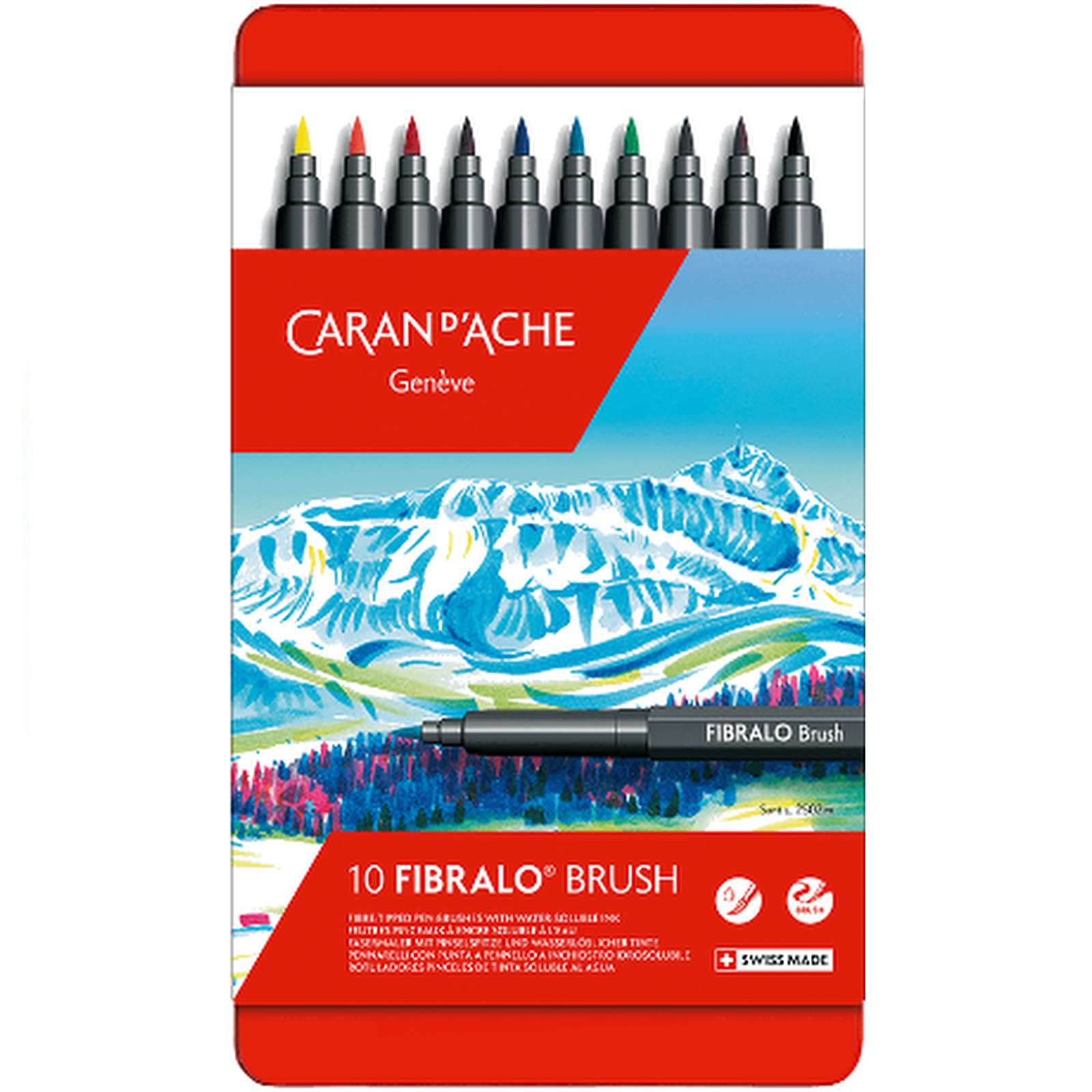 Caran d'Ache Fibralo Brush with Water-Soluble Ink Box of 10