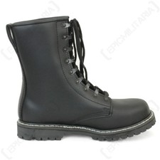 German Paratrooper Black Leather Boots - Steel Toe Leather Army Military New