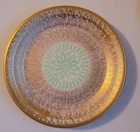Stangl Pottery 4070 Plate 14k Gold Cream Mint/Teal Granada Trenton NJ MCM - 5”