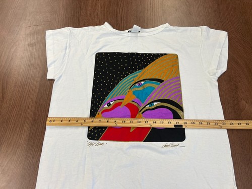 VINTAGE LAUREL BURCH WOMEN'S SHIRT ONE SIZE NIGHT BIRDS 80S 90S ART USA NOS - Picture 7 of 10