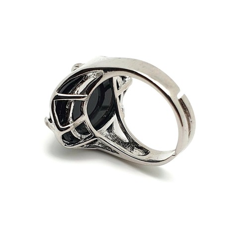Oval Gemstone Ring Cocktail Chakra Natural Crystal Boho Adjustable Silver Plated - Picture 27 of 106