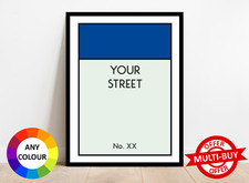 Personalised Monopoly Print Wall Art Poster Custom Property Home Decor Gift Idea