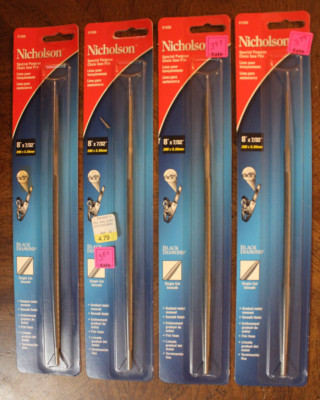 4 Nicholson Black Diamond 8'' x 7/32'' Smooth Round Spiral Chainsaw Files 01888