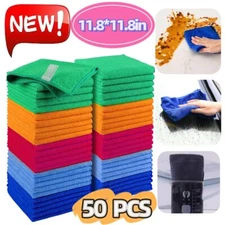 Microfiber Cleaning Cloth Set of 50 Towel Rag Car Polishing Detailing No-Scratch