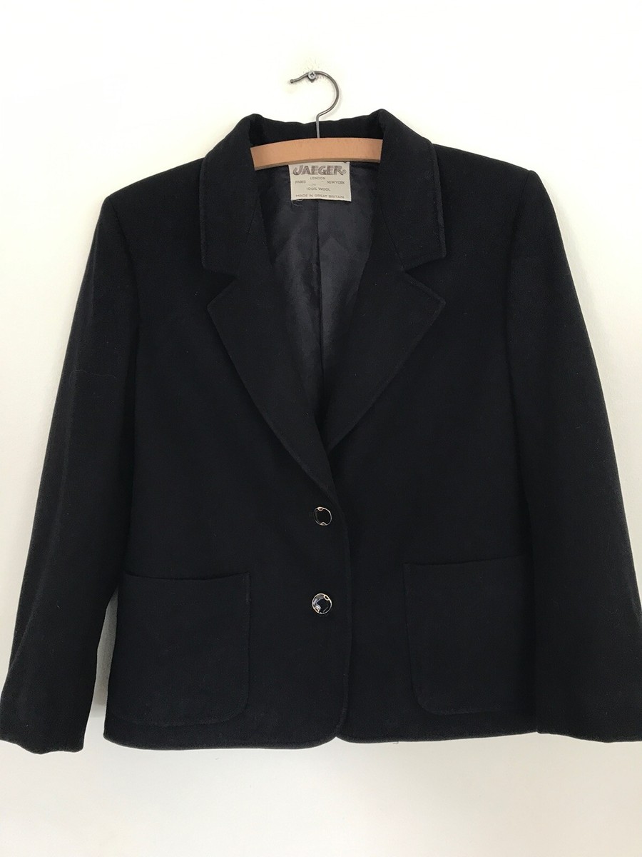 Jaeger Vintage 70s 80s Black Wool Blazer Jacket, S 10 | eBay UK