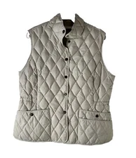 Eddie Bauer Womens Large Down Fill Quilted Puffer Vest Jacket Beige