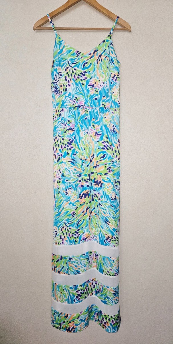 lilly pulitzer deanna maxi dress Lilly Pulitzer Deanna Maxi Dress Size XS Resort White Sea Soiree Aqua Lime