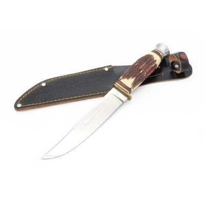 Old School Jagdmesser / Bowiemesser Outdoormesser mit Geweihlook-Griff Deko JM12