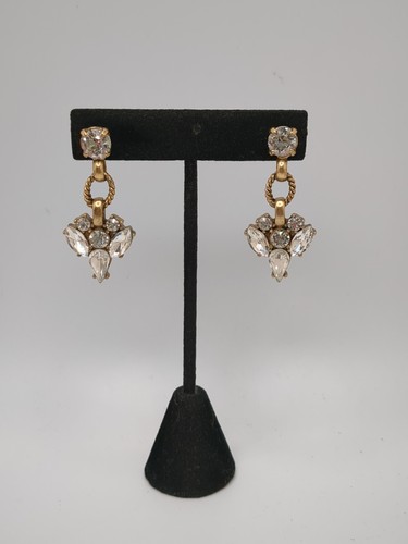 Vintage J. Crew klare glänzende Träne Strass Kaskade Ohrringe 1,5"