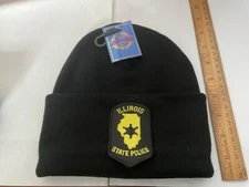 Illinois  State Police Collectable Hat patch Sewn on Black Watch Cap