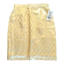 Carlisle Pencil Skirt Gold Diamond Satin Jonquil Knee Length Ladies 10