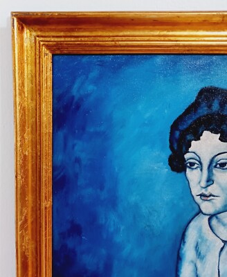 PABLO PICASSO BLUE PERIOD OIL ON CANVAS 1903 WITH FRAME IN GOLDEN