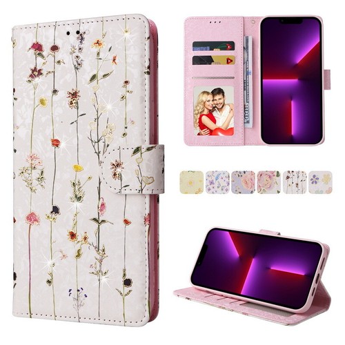Case For iPhone 15 14 13 12 Pro Max 11 XS Flower Leather Card Wallet Flip Cover - Picture 16 of 20