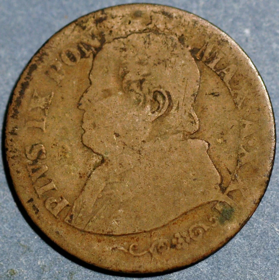 Italian States PAPAL STATES 10 Soldi 1868 Pius IX KM# 1376 - Image 2 of 2